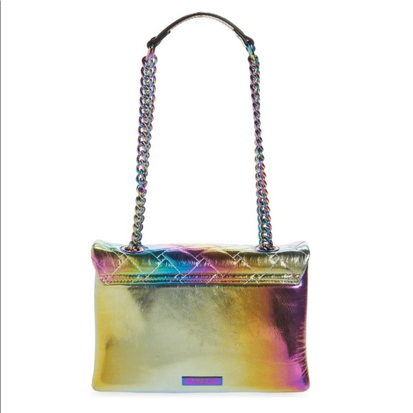 Kurt Geiger London Kensington X Leather Shoulder Bag NWT Rainbow Metallic Ombre - Picture 2 of 10